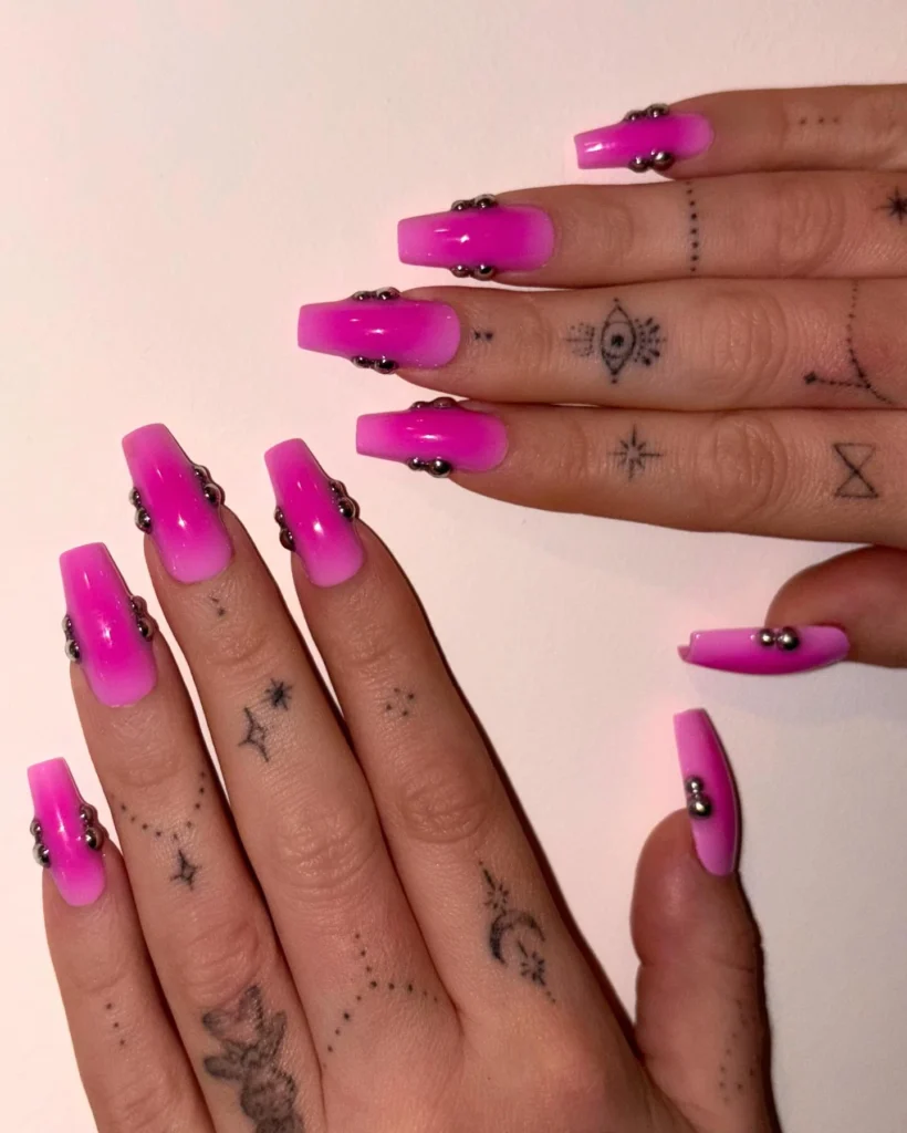 Megan Fox Bold Pink Manicure Nails
