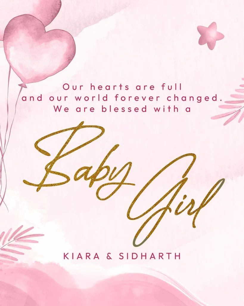 Kiara Advani and Sidharth Malhotra Welcome Baby Girl Instagram Post