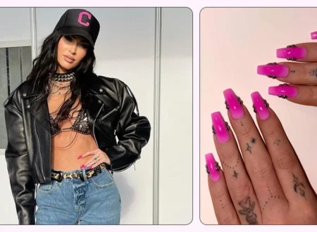 Megan Fox Bold Pink Manicure