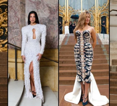 Paris Schiaparelli runway 2025 celebrity dresses